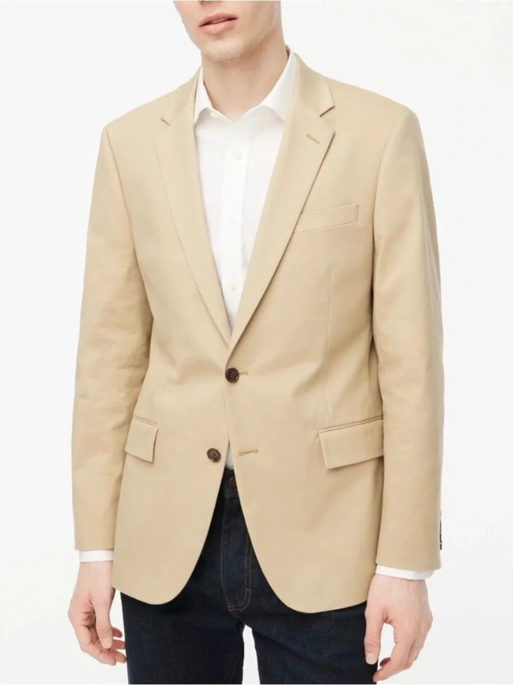 Mens J.Crew Thompson Beige Single-Breasted Blazer - Classic Tailored Fit